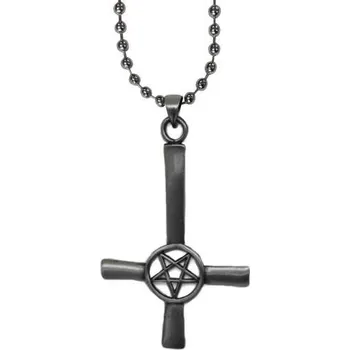 Přívěsek přívěsek na krk obrácený kříž a pentagram III