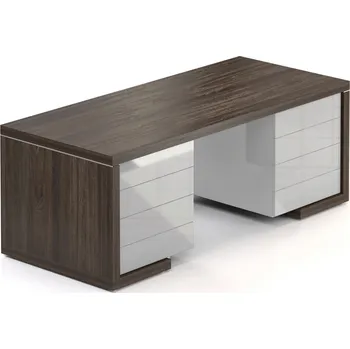 Jednací stůl NABYTEK-DESIGNOVY.CZ - DLB20852 - Manažerský stůl SOLID, délka 200cm, se zásuvkami na obou stranách, jilm royal/bílá