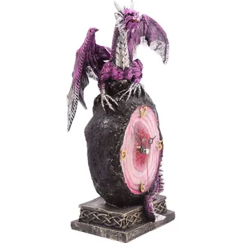 Hodiny Hodiny fantasy- Drak na krystalu (fialový)