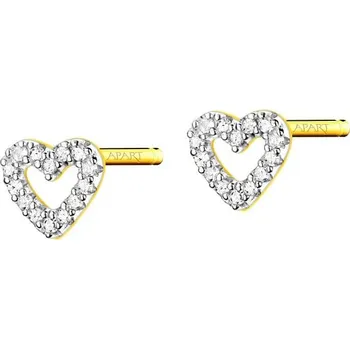 Náušnice Zlaté náušnice s diamanty - srdce - 0,06 ct - ryzost 585 - 101.298