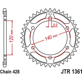 Řetězová sada pro motocykl JT rozeta 260 50 HONDA XLR 250 BAJA 88-94 (26050JT) (řetěz428) (JT rozeta 260 50 HONDA XLR 250 BAJA 88-94 (26050JT) (řetěz428))