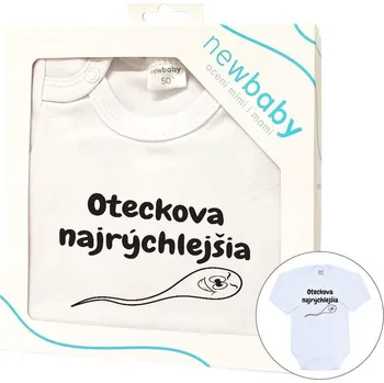 Kojenecký body Body s potiskem New Baby Oteckova najrýchlejšia - darčekové balenie, vel. 74 (6-9m)