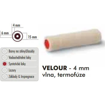 VELOUR - 4 mm vlna, termofúze, 10cm/15mm