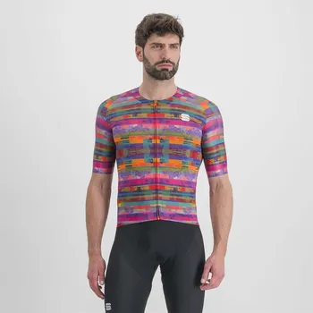cyklistický dres SPORTFUL Cyklistický dres s krátkým rukávem - GLITCH BOMBER - vícebarevná/růžová 3XL