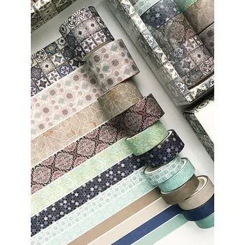 Lepicí páska Sada 12 ks washi pásek - Oriental (modrá)