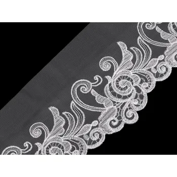 Vyšívaný prýmek na monofilu s lurexem šíře 18 cm