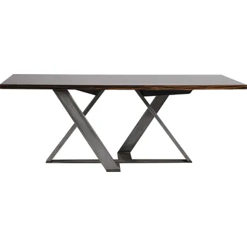 Jídelní stůl Havlíček truhlářství Jídelní dubový stůl SIMA - podnož ocel surová/ deska palisandr