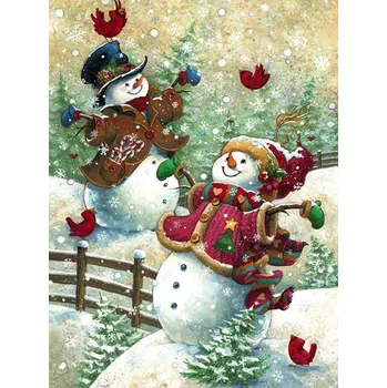 Diamantové malování Amparo Miranda® Diamantový obrázek Veselí sněhuláci