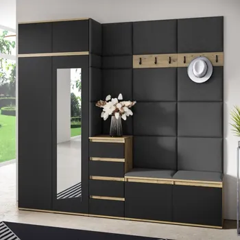 Předsíňová stěna Předsíňová stěna Emi 33 - dub/černá Barva panelů: Tmavě šedá - Trinity 15