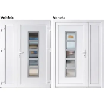 Vchodové dveře Dvoukřídlé vchodové dveře plastové Soft Lucy Inox+Panel Plný, Bílá/bílá, 150x200 cm, pravé