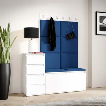 Předsíňová stěna Předsíňová stěna Emi 34 - bílá Barva panelů: Tmavě modrá - Trinity 31