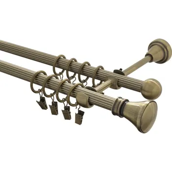 Garnýž kovová 210 cm rýhovaná dvouřadá - dvojitá 16 Koloseo mosaz