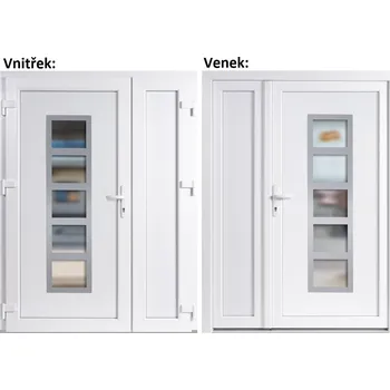 Vchodové dveře Dvoukřídlé vchodové dveře plastové Soft Lucy Inox+Panel Plný, Bílá/bílá, 150x200 cm, levé