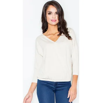 Top s 3/4 rukávem, úchvatným výstřihem do V M278 Barva: Smetanová, Velikost: L