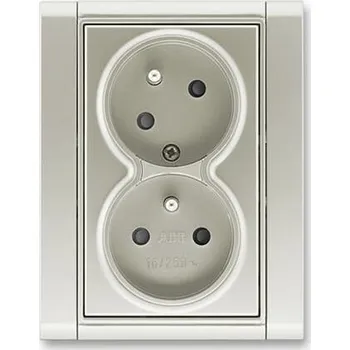 vypínač Dvojzásuvka s clonkami bezšroubová 5513F-C02357 32 starostříbrná Time ABB