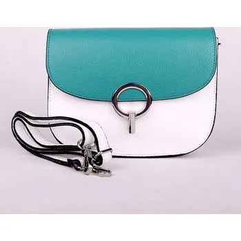 Kabelka Malá bílo-zelená pevná kožená crossbody kabelka Vera Pelle 25