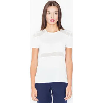 Dámská halenka Halenka s průhlednými proužky M468 FIGL Barva: Smetanová, Velikost: L