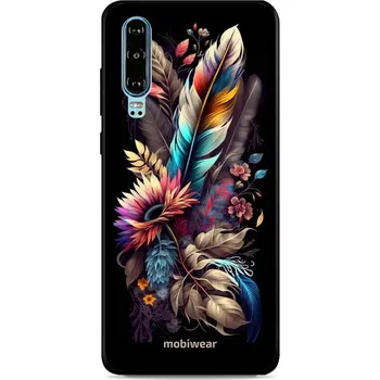 Pouzdro na mobilní telefon Lesklý kryt Mobiwear Glossy - Huawei P30 - G011G Kytice s pírkem (Prémiové lesklé pouzdro, obal, kryt Mobiwear Glossy na mobil Huawei P30 - G011G Kytice s pírkem, materiál Plast + TPU silikon - krytí po všech stranách, neošoupatelný potisk, tenké proveden