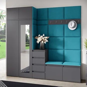 Předsíňová stěna Předsíňová stěna Emi 33 - grafit Barva panelů: Modrá - Trinity 13