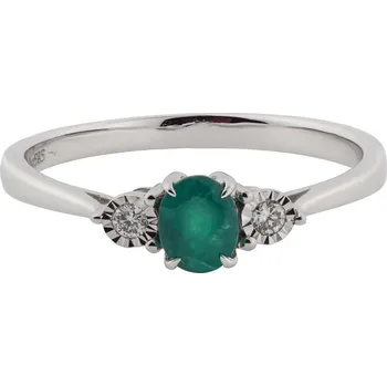 Prsten Zlatý prsten se smaragdem a diamanty R3752XEM