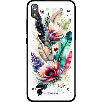 Pouzdro na mobilní telefon Lesklý kryt Mobiwear Glossy - Xiaomi Redmi 7A - G017G Pírka a květy (Prémiové lesklé pouzdro, obal, kryt Mobiwear Glossy na mobil Xiaomi Redmi 7A - G017G Pírka a květy, materiál Plast + TPU silikon - krytí po všech stranách, neošoupatelný potisk, tenké)