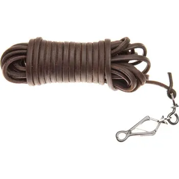 Vodítko pro psa Barvářská šňůra s karabinou - oválná kůže 6 mm, hnědá, 8 metrů