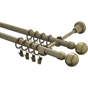 Garnýž kovová 180 cm rýhovaná dvouřadá - dvojitá 16 Paola double mosaz