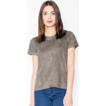 Hladká halenka s krátkým rukávem M458 FIGL Barva: Olivová, Velikost: L