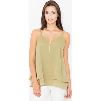 Letní top na špagetová ramínka M481 FIGL Barva: Olivová, Velikost: L