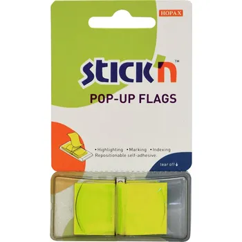 Samolepící bloček Záložky samolepicí plastové STICK 'N 45 x 25 mm - žlutá / 50 ks