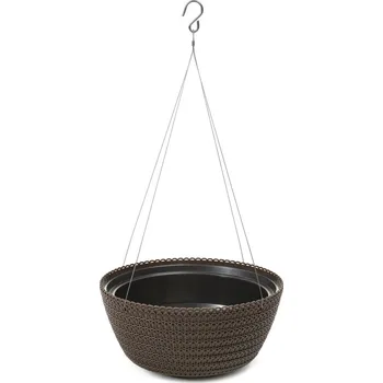 Květináč Plastový květináč Bowl Jersey na zavěšení 300 mm, mocca (116575 007 LA789 Bowl jersey mocca 300mm obal záv.)