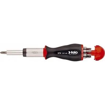 Bit Felo Držák bitů s rukojetí a ráčnou + 8 bitů 25mm (PL, PH, PZ, TRX) na kartě, 229g b6 - FE-374-204-05