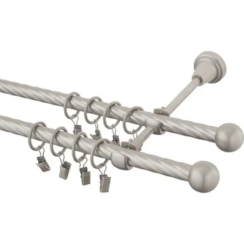 Garnýž Garnýž kovová 150 cm kroucená dvouřadá - dvojitá 16 Koule chrom mat