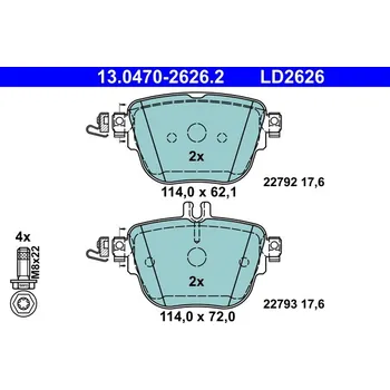 Brzdová destička Sada brzdových destiček, kotoučová brzda ATE 13.0470-2626.2
