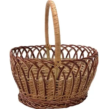 Proutěný košík menší 1-4 (hnědočervený, lakovaný)