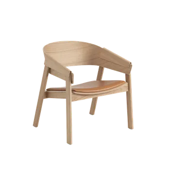 Jídelní židle Židle Muuto COVER LOUNGE CHAIR s koženým sedákem - zvolte provedení Barva židle: Dub s koňakovým sedákem