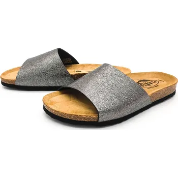 Dámské pantofle Dámské kožené pantofle 186094 KIRA PELTRO Plakton stříbrná Barva: peltro, Velikost: 40