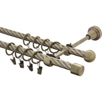 Garnýž kovová 120 cm kroucená dvouřadá - dvojitá 16 Válec mosaz