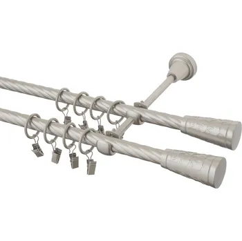 Garnýž kovová 110 cm kroucená dvouřadá - dvojitá 16 Sevilla double chrom mat