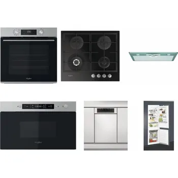 Set domácích spotřebičů WHIRLPOOL OMK58CU1SX + WHIRLPOOL GOFL 629/NB + WHIRLPOOL AKR 650/1 IX + WHIRLPOOL MBNA910X + WHIRLPOOL WSBO 3O34 PF X + WHIRLPOOL ART 65031
