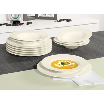 Talíř Jídelní sada 12 kusů ZOÉ FINE DIAMOND, krémová, Seltmann Weiden ▪ Kč 8020 ️ - Luxurytable.cz Seltmann Weiden