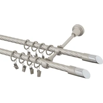 Garnýž Garnýž kovová 170 cm kroucená dvouřadá - dvojitá 16 Piza II double chrom mat