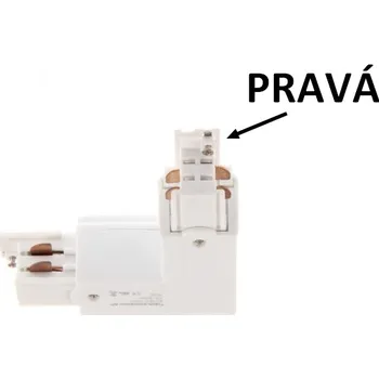 Bodové svítidlo Kanlux Napájecí rohová spojka L 3F lišty GLOBAL Trac PRO bílá/černá přípojka pro třífázovou kolejnici Barva produktu: Bílá pravá TR-SPOJKA/L-3F/BI/L