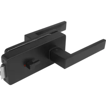 Dveřní kování MPK - UNIQUE R8 - ZÁMEK na sklo s klikou PINA - WC kování na sklo WC set BS - Černá matná