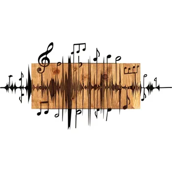 Nástěnná dřevěná dekorace MUSIC hnědá/černá