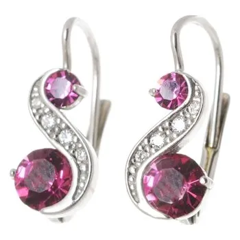 Náušnice Dámské stříbrné naušnice s růzovými zirkony STNAU0597F