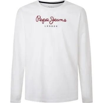 Pánské tričko PEPE JEANS PÁNSKÉ TRIČKO S DLOUHÝM RUKÁVEM EGGO LONG N FUTURE WHITE PM508209 800 Velikost: XL