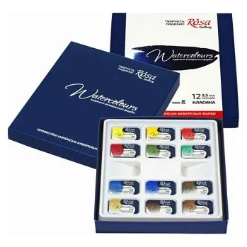 Vodová barva Sada akvarelových barev Rosa 12ks v papírovém obalu (Sada akvarelových barev Rosa 12ks v papírovém obalu)