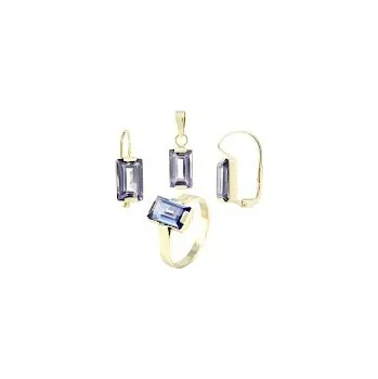 Souprava šperků Souprava zlatá Obdélník s alexandritem v hladké obrubě - ruční práce