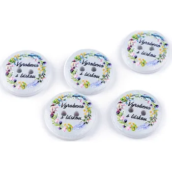 Knoflík Dřevěný dekorační knoflík Vyrobeno s láskou